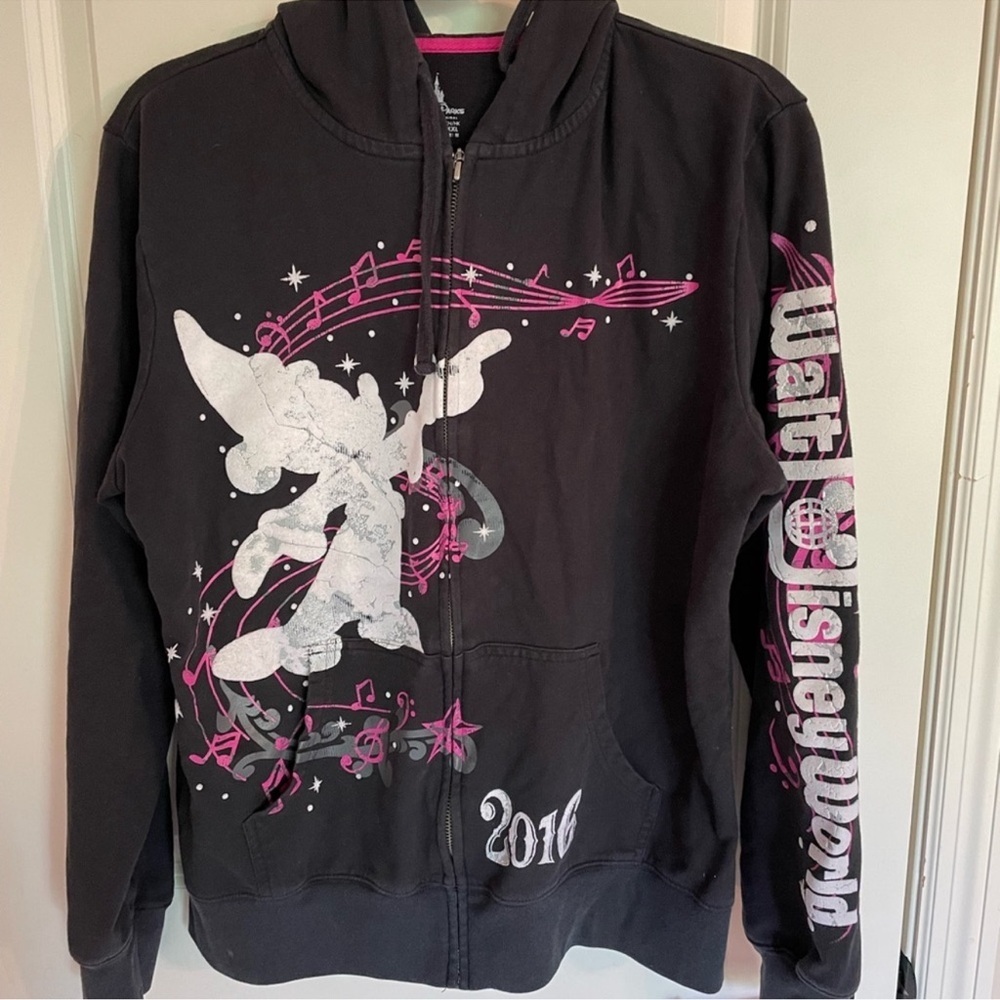Walt Disney World Disney Parks Authentic 2016 Black Zip Up Hoodie Size 2XL